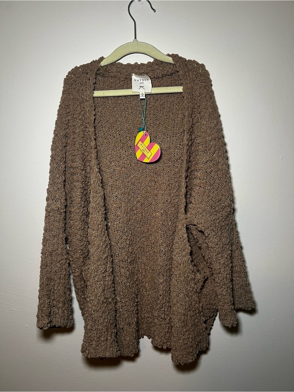 Hayden Girls Fuzzy Brown Cardigan
